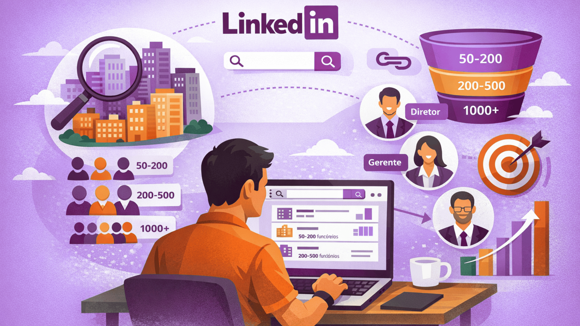 Prospecção por Porte de Empresa no LinkedIn Gratuito
